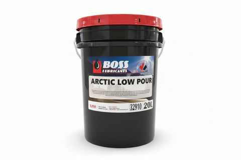 BOSS Lubricants Premium Anti - Wear Hydraulic Oil – ISO 32 Standard · HVI 46 High VI · Arctic Low Pour Extreme Cold – 20L Pail - with Arctic Low Pour Hydraulic Oil 20L | Sold by Uncle Wiener's Wholesale