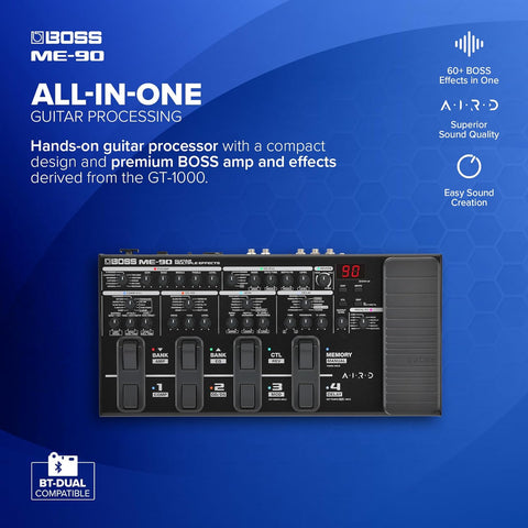 BOSS ME - 90 Guitar Multi - Effects | All - In - One Guitar Processor | 11 Onboard AIRD Amp Models | 60 Effects derived from the GT - 1000 | 8 Multi - Function Footswitches & Redesigned Expression Pedal - with | Sold by Uncle Wiener's Wholesale