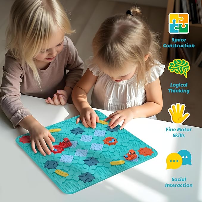 Boxiki Kids Logical Road Builder Puzzle Game Large STEM Board Maze with 118 Plus Challenges - with | Sold by Uncle Wiener's Wholesale