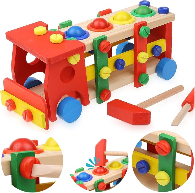 Boxiki Kids Wooden Toddler Tool Set – Montessori Fine Motor Learning Toy with Workbench Activities - Toys with | Sold by Uncle Wiener's Wholesale