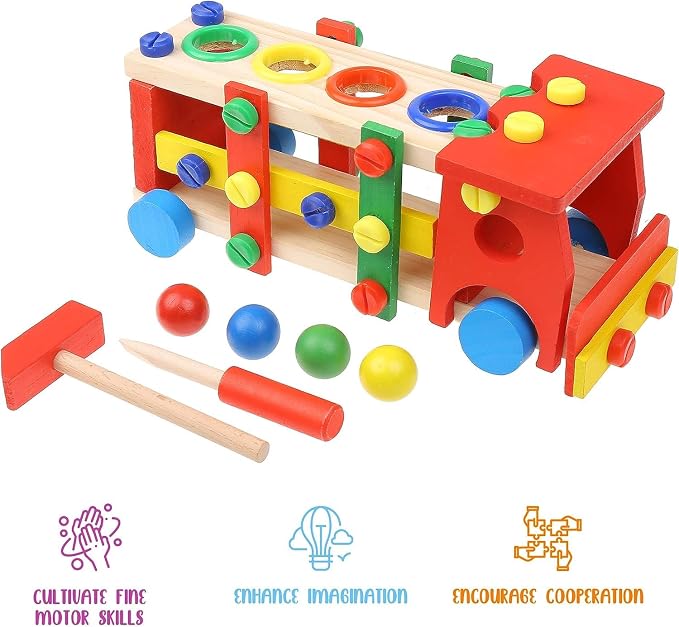 Boxiki Kids Wooden Toddler Tool Set – Montessori Fine Motor Learning Toy with Workbench Activities - Toys with | Sold by Uncle Wiener's Wholesale