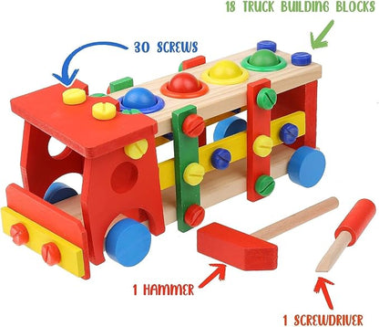 Boxiki Kids Wooden Toddler Tool Set – Montessori Fine Motor Learning Toy with Workbench Activities - Toys with | Sold by Uncle Wiener's Wholesale