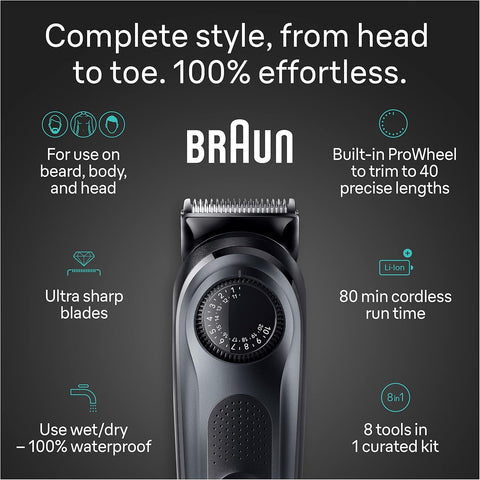 Braun All - in - One Style Kit Series 5 5471, 100% Waterproof 8 - in - 1 Beard & Body Trimmer for Manscaping, 80 - minute Battery Cordless Runtime - with | Sold by Uncle Wiener's Wholesale