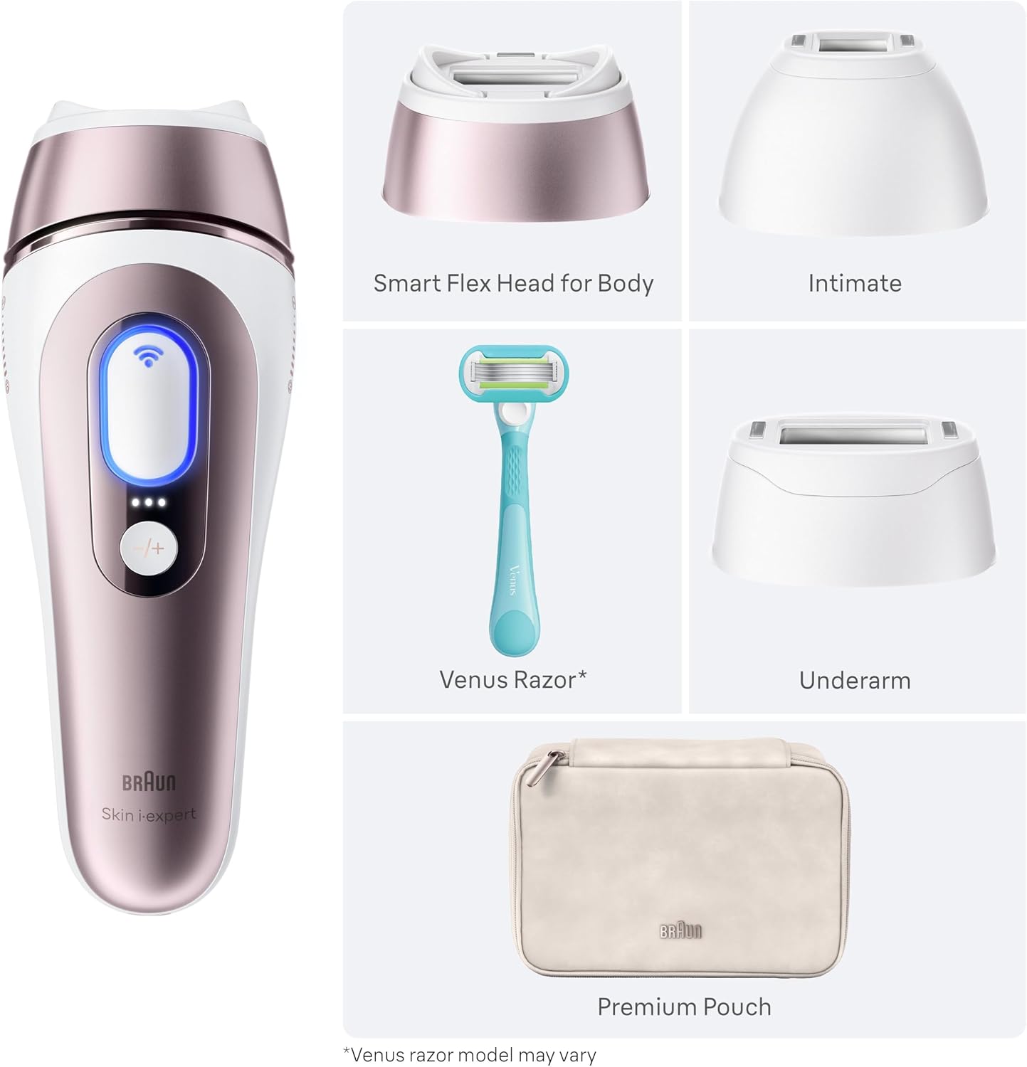Braun Skin i-Expert IPL 7At-Home Hair Removal System – Smart IPL with App, 3 Heads, Venus Razor & Premium Pouch - Electronics with | Sold by Uncle Wiener's Wholesale