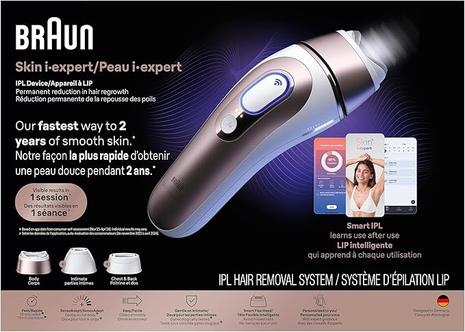 Braun Skin i-Expert IPL 7At-Home Hair Removal System – Smart IPL with App, 3 Heads, Venus Razor & Premium Pouch - Electronics with | Sold by Uncle Wiener's Wholesale