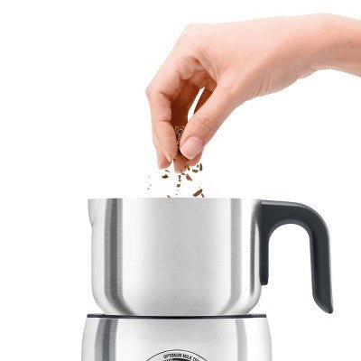 Breville Milk Caf&233; Frothe Brushed Stainless Steel BMF600XL: Electric Milk Steamer &38; Frother, 25oz Capacity, 500W, Silver - with Dimensions (Overall): 10.4 Inches (H) x 6.4 Inches (W) x 7.5 Inches (D) | Sold by Uncle Wiener's Wholesale