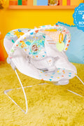 Bright Starts Baby Bouncer Soothing Vibrations Infant Seat - Removable Toy Bar, Nonslip Feet, 0 - 6 Months Up to 20 lbs (Safari Fun) - with | Sold by Uncle Wiener's Wholesale