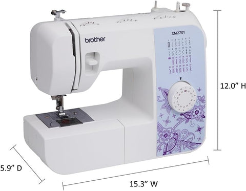 Brother XM2701 Lightweight, Full - Featured Sewing Machine with 27 Stitches, 1 - Step Auto - Size Buttonholer, 6 Sewing Feet, and Instructional DVD - with | Sold by Uncle Wiener's Wholesale