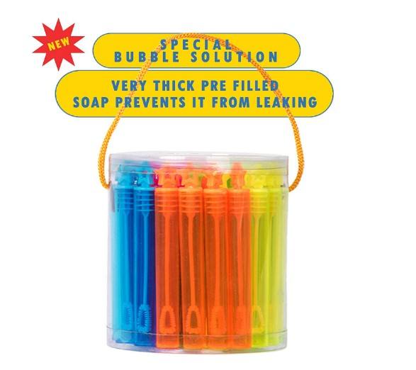Bubble Wand Set 48 Pieces Mixed Colours &amp; Styles Party Favour Tub JY439417 - with | Sold by Uncle Wiener's Wholesale