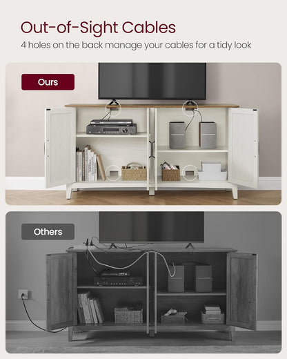 Buffet Storage Cabinet with Adjustable Shelves, 4 Door Sideboard Cabinet, Credenza TV Stand for Living Room, Dining Room and Entryway Rustic White,Honey Brown LSC381W01 - with | Sold by Uncle Wiener's Wholesale