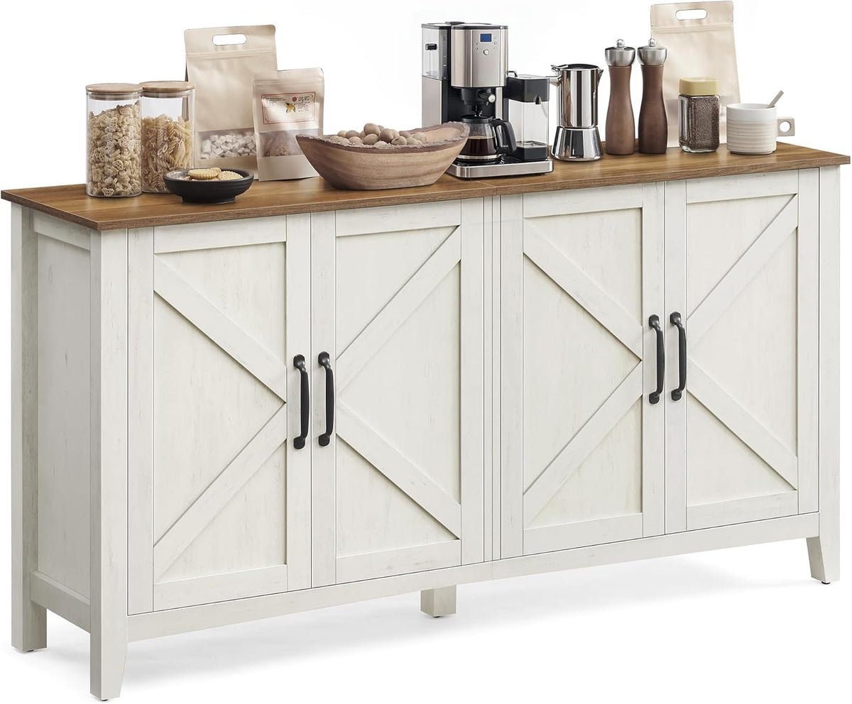Buffet Storage Cabinet with Adjustable Shelves, 4 Door Sideboard Cabinet, Credenza TV Stand for Living Room, Dining Room and Entryway Rustic White,Honey Brown LSC381W01 - with | Sold by Uncle Wiener's Wholesale