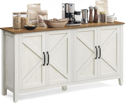 Buffet Storage Cabinet with Adjustable Shelves, 4 Door Sideboard Cabinet, Credenza TV Stand for Living Room, Dining Room and Entryway Rustic White,Honey Brown LSC381W01 - with | Sold by Uncle Wiener's Wholesale