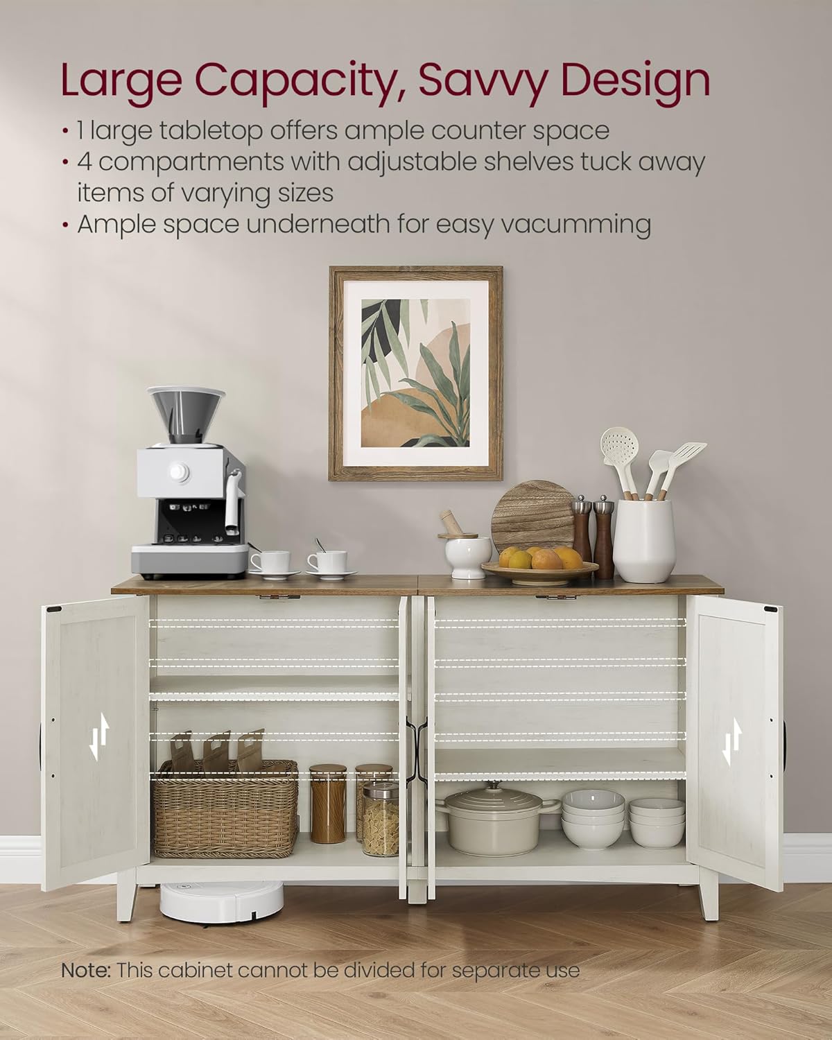 Buffet Storage Cabinet with Adjustable Shelves, 4 Door Sideboard Cabinet, Credenza TV Stand for Living Room, Dining Room and Entryway Rustic White,Honey Brown LSC381W01 - with | Sold by Uncle Wiener's Wholesale