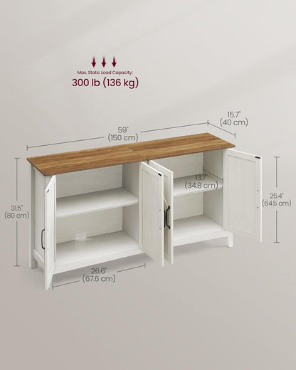 Buffet Storage Cabinet with Adjustable Shelves, 4 Door Sideboard Cabinet, Credenza TV Stand for Living Room, Dining Room and Entryway Rustic White,Honey Brown LSC381W01 - with | Sold by Uncle Wiener's Wholesale
