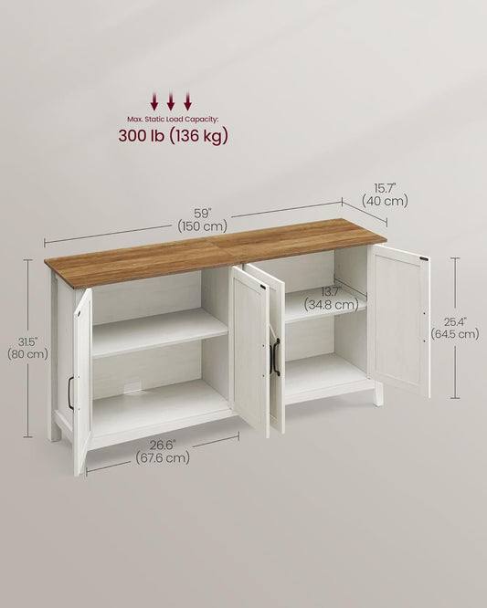Buffet Storage Cabinet with Adjustable Shelves, 4 Door Sideboard Cabinet, Credenza TV Stand for Living Room, Dining Room and Entryway Rustic White,Honey Brown LSC381W01 - with | Sold by Uncle Wiener's Wholesale