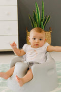 Bumbo Baby Floor Seat, Portable Infant Sit Up Activity and Eating Chair Baby Infant Soft Foam Comfortable Floor Seat with 3 Point Adjustable Harness, Cool Grey - with | Sold by Uncle Wiener's Wholesale