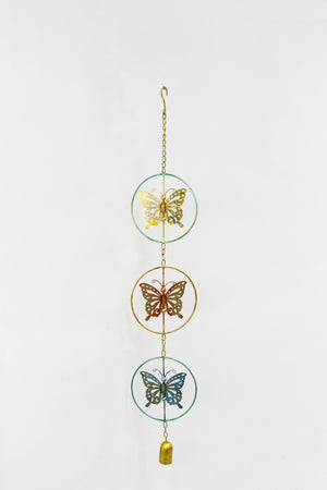 Butterfly Wind Chime Outdoor Hand-Painted Iron Hanging Decor G6074