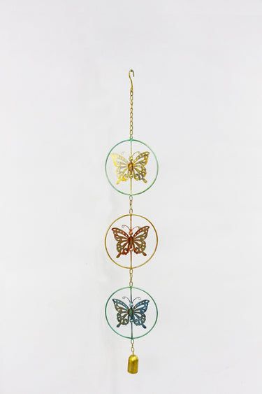 Butterfly Wind Chime Outdoor Hand-Painted Iron Hanging Decor G6074 - with | Sold by Uncle Wiener's Wholesale