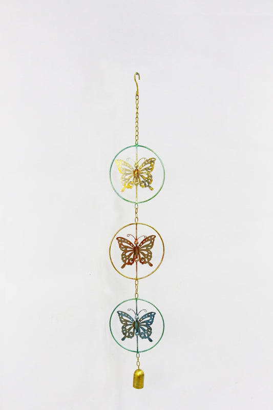 Butterfly Wind Chime Outdoor Hand-Painted Iron Hanging Decor G6074 - with | Sold by Uncle Wiener's Wholesale