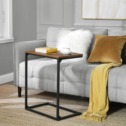 C Shaped End Table for Sofa and Couch, Industrial Side Table, Laptop Tray Table for Living Room, Bedroom and Small Spaces Rustic Brown and Black LNT52BX - with | Sold by Uncle Wiener's Wholesale