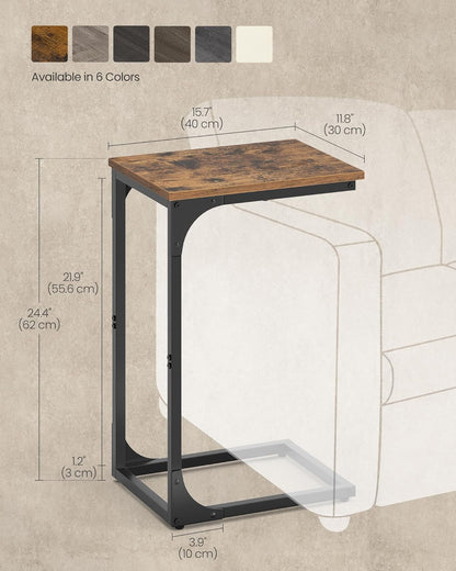 C-Shaped End Table, Small Side Table for Couch, Sofa Table with Metal Frame for Living Room, Bedroom, Bedside - with Cream White | Sold by Uncle Wiener's Wholesale