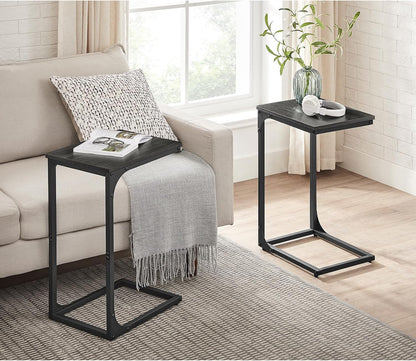 C-Shaped End Table, Small Side Table for Couch, Sofa Table with Metal Frame for Living Room, Bedroom, Bedside - with Cream White | Sold by Uncle Wiener's Wholesale