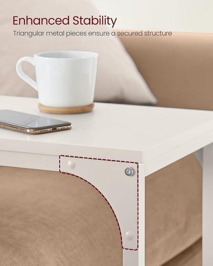 C-Shaped End Table, Small Side Table for Couch, Sofa Table with Metal Frame for Living Room, Bedroom, Bedside - with Cream White | Sold by Uncle Wiener's Wholesale