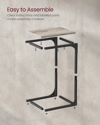 C-Shaped End Table, Small Side Table for Couch, Sofa Table with Metal Frame for Living Room, Bedroom, Bedside - with Cream White | Sold by Uncle Wiener's Wholesale