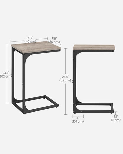 C-Shaped End Table, Small Side Table for Couch, Sofa Table with Metal Frame for Living Room, Bedroom, Bedside - with Cream White | Sold by Uncle Wiener's Wholesale