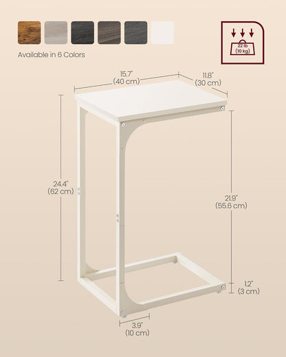 C-Shaped End Table, Small Side Table for Couch, Sofa Table with Metal Frame for Living Room, Bedroom, Bedside - with Cream White | Sold by Uncle Wiener's Wholesale