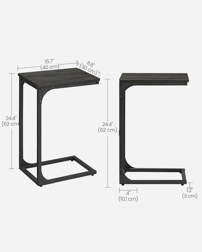 C-Shaped End Table, Small Side Table for Couch, Sofa Table with Metal Frame for Living Room, Bedroom, Bedside - with Cream White | Sold by Uncle Wiener's Wholesale
