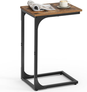 C-Shaped End Table, Small Side Table for Couch, Sofa Table with Metal Frame for Living Room, Bedroom, Bedside