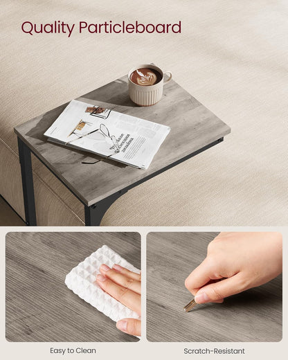 C-Shaped End Table, Small Side Table for Couch, Sofa Table with Metal Frame for Living Room, Bedroom, Bedside - with Cream White | Sold by Uncle Wiener's Wholesale