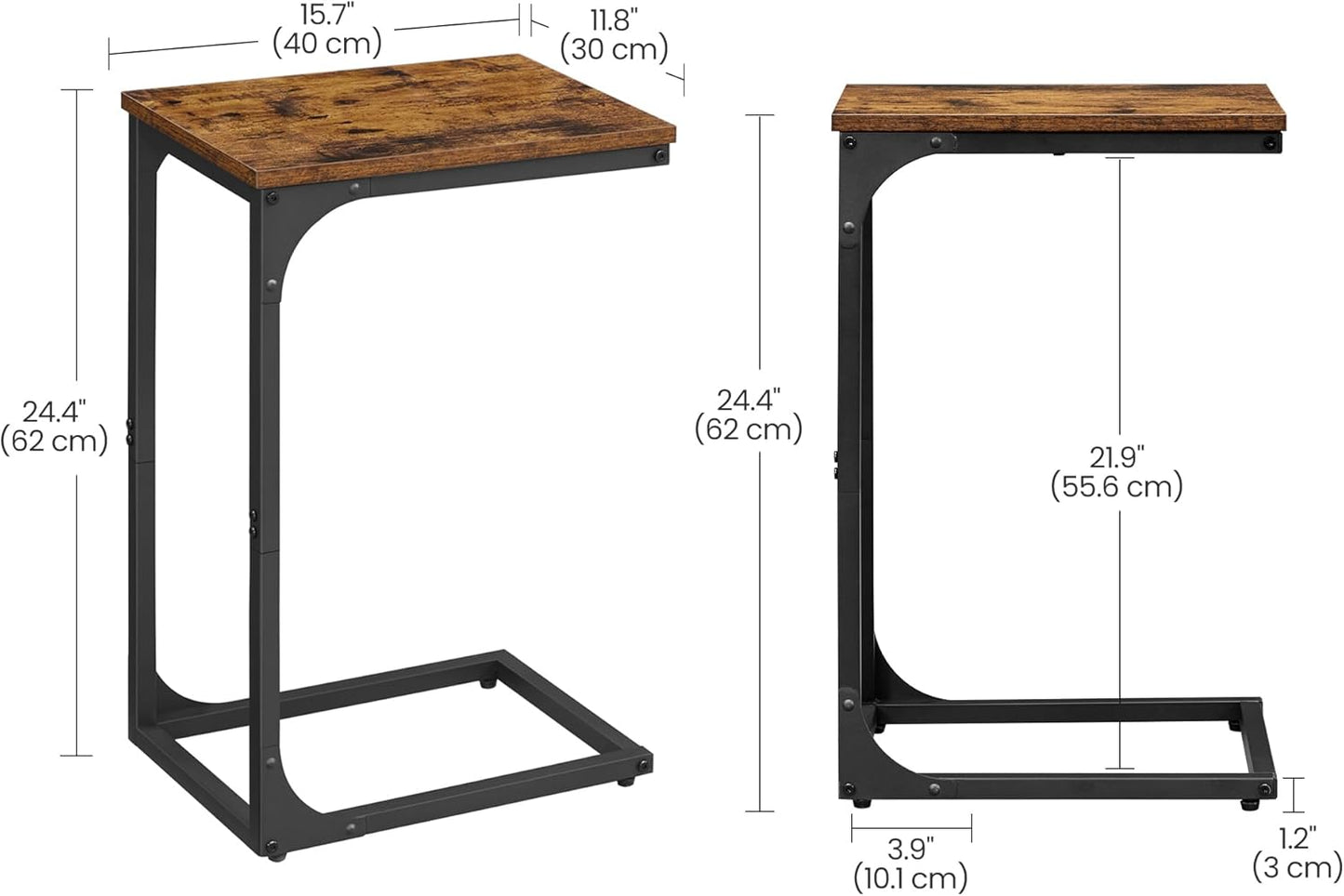 C-Shaped End Table, Small Side Table for Couch, Sofa Table with Metal Frame for Living Room, Bedroom, Bedside - with Cream White | Sold by Uncle Wiener's Wholesale