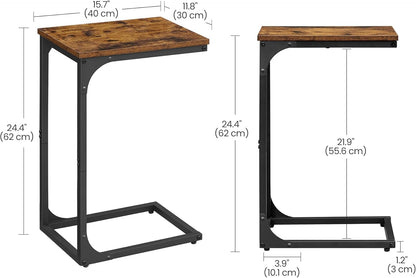 C-Shaped End Table, Small Side Table for Couch, Sofa Table with Metal Frame for Living Room, Bedroom, Bedside - with Cream White | Sold by Uncle Wiener's Wholesale