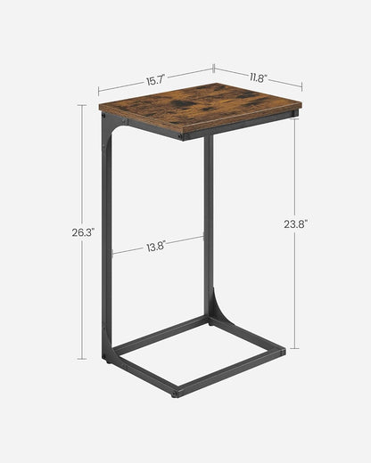C Shaped End Table, Sofa Side Table, Couch Table and Small TV Tray with Metal Frame - with Gray Oak and Ink Black | Sold by Uncle Wiener's Wholesale