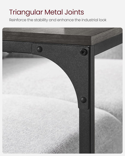 C Shaped End Table, Sofa Side Table, Couch Table and Small TV Tray with Metal Frame - with Gray Oak and Ink Black | Sold by Uncle Wiener's Wholesale