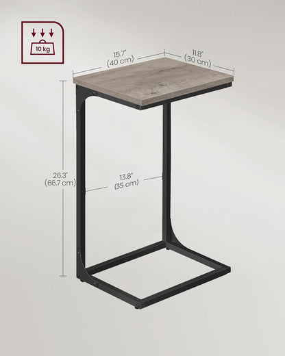 C Shaped Side Tables Set of 2, Sofa Side Tables, Bedside Tables, Laptop Tables for Living Room and Bedroom with Metal Frame LET355B - with Heather Greige and Ink Black | Sold by Uncle Wiener's Wholesale