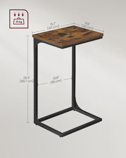 C Shaped Side Tables Set of 2, Sofa Side Tables, Bedside Tables, Laptop Tables for Living Room and Bedroom with Metal Frame LET355B - with Heather Greige and Ink Black | Sold by Uncle Wiener's Wholesale