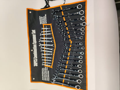 30pc Combination Wrench Set Metric SAE Chrome Vanadium Steel Roll Pouch W30PCS