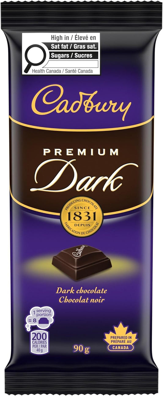 Cadbury Premium Dark Chocolate Bar 90g - with | Sold by Uncle Wiener's Wholesale