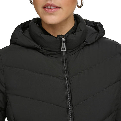 Calvin Klein womens Long Lightweight Hooded Puffer JacketDown Coat, size XS - with | Sold by Uncle Wiener's Wholesale