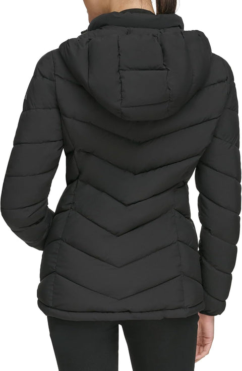 Calvin Klein womens Long Lightweight Hooded Puffer JacketDown Coat, size XS - with | Sold by Uncle Wiener's Wholesale