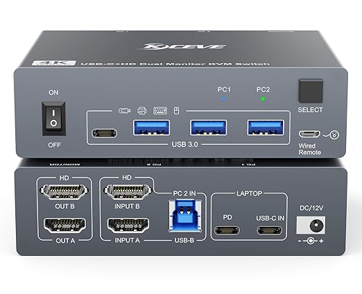 Camgeet Dual Monitor KVM Switch with USB-C, HDMI, 4K 60Hz and 80W PD Charging - Electronics with | Sold by Uncle Wiener's Wholesale