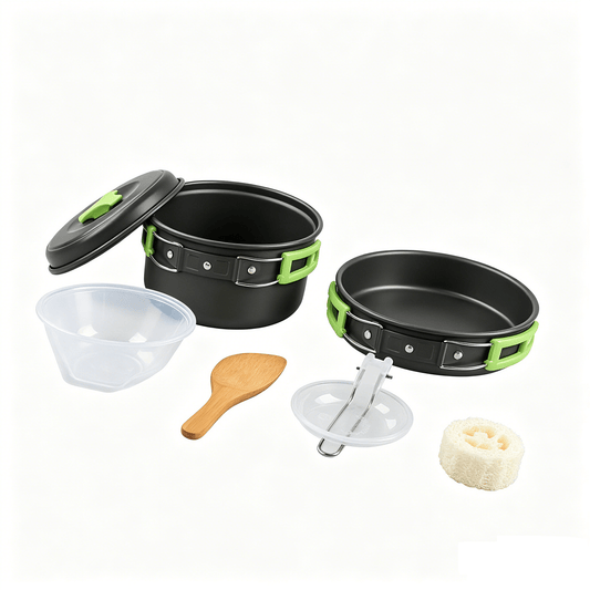 Camping Cookware Mess Kit Portable Backpacking Pots &amp; Pans Stove Compatible Set 15535 - with | Sold by Uncle Wiener's Wholesale