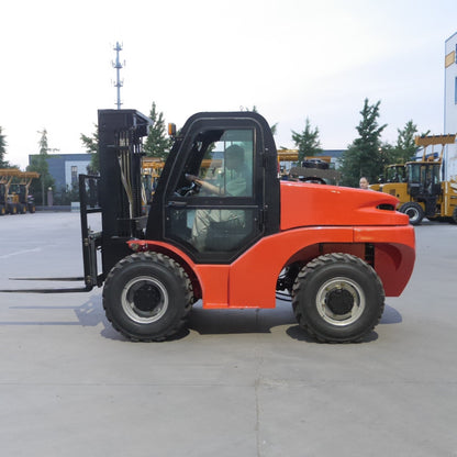 CANLIFT All - Terrain Forklift 3.5 Ton – Cummins Engine, 4WD, 19.6 ft Lift – H35413 - with With Cabin & Heater | Sold by Uncle Wiener's Wholesale