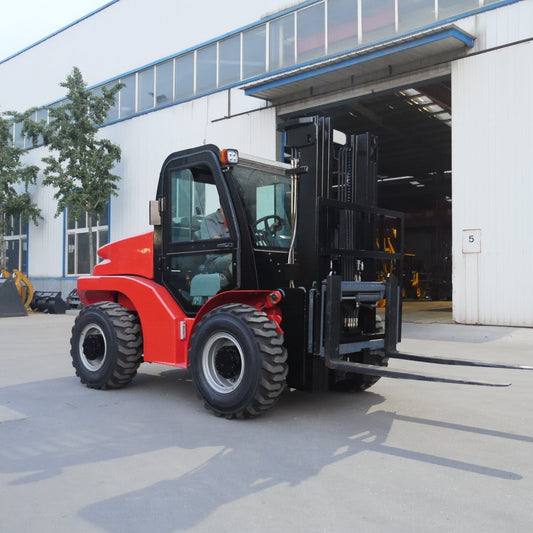 CANLIFT All - Terrain Forklift 3.5 Ton – Cummins Engine, 4WD, 19.6 ft Lift – H35413 - with With Cabin & Heater | Sold by Uncle Wiener's Wholesale