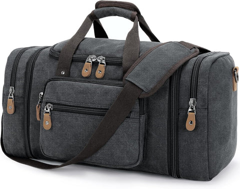 Canvas Duffle Bag for Travel 60L Duffel Overnight Weekender Bag, Dark Grey, X - Large - 60L 66807 - with | Sold by Uncle Wiener's Wholesale