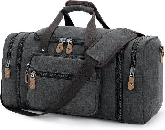 Canvas Duffle Bag for Travel 60L Duffel Overnight Weekender Bag, Dark Grey, X - Large - 60L 66807 - with | Sold by Uncle Wiener's Wholesale