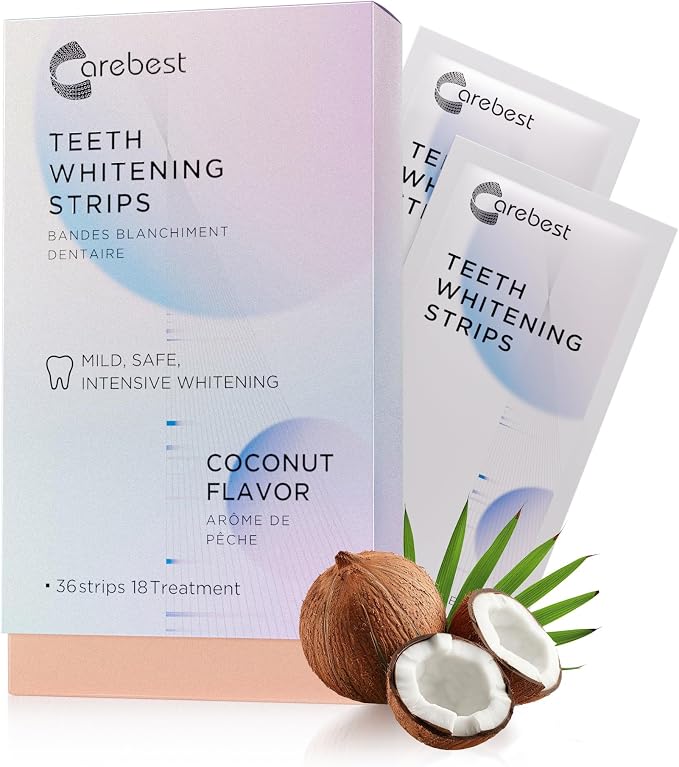 Carebest Teeth Whitening Strips for Sensitive Teeth – Enamel Safe Non-Slip Whitening Strips, Coconut Formula, 18 Treatments - Home products with | Sold by Uncle Wiener's Wholesale